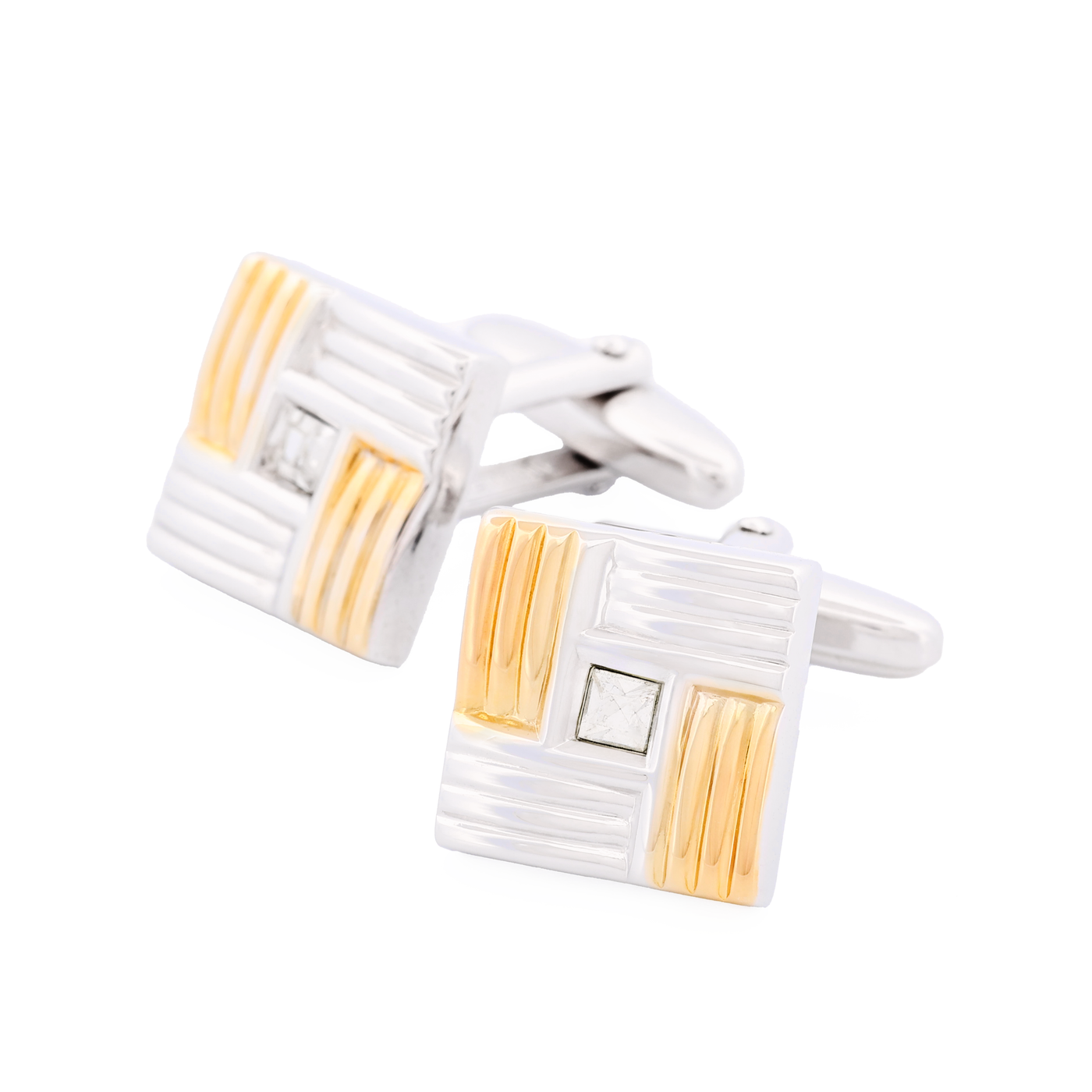 Rhod Gold Plated Cufflinks Cubic Zirconia