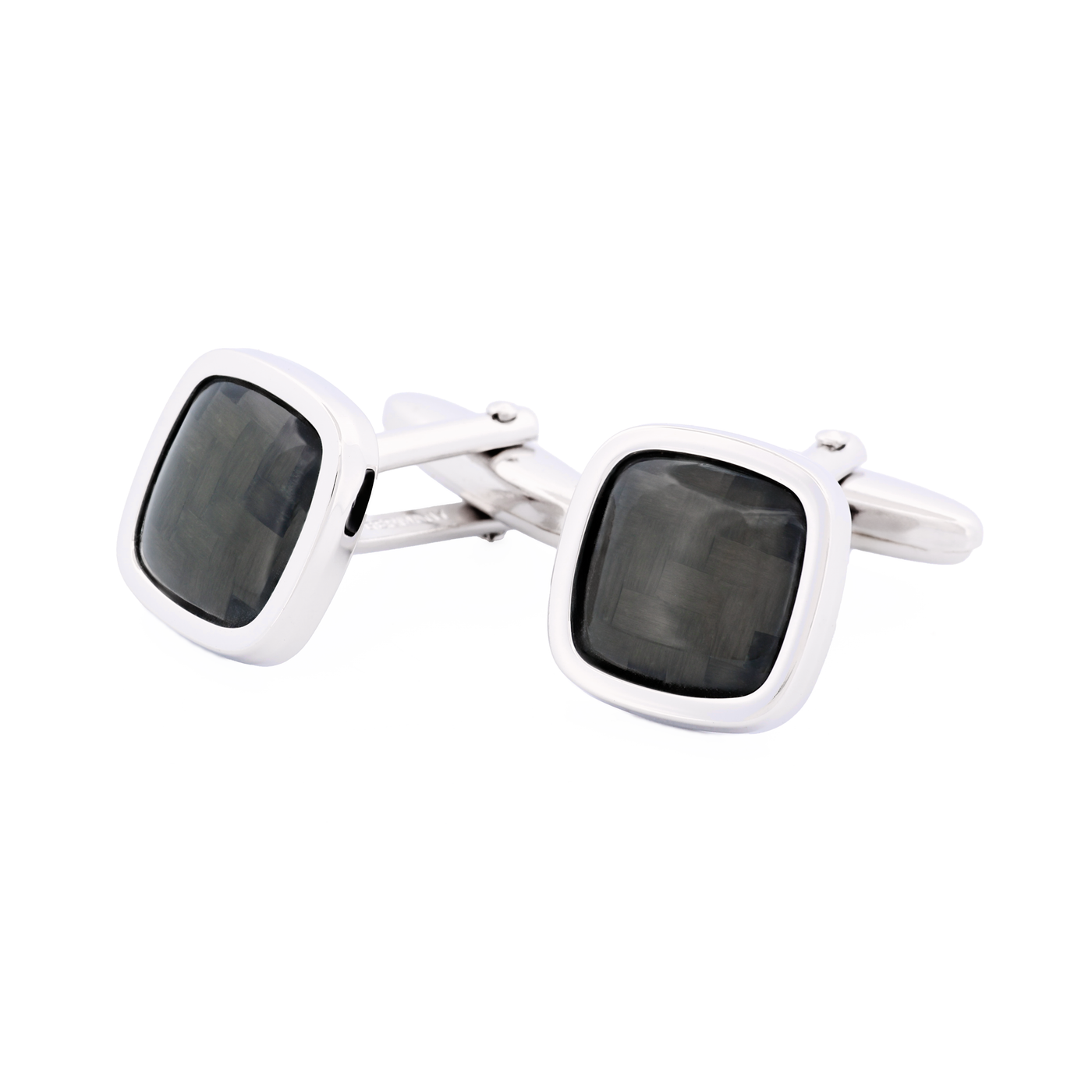 Rhodium Cufflinks Carbon Fibre