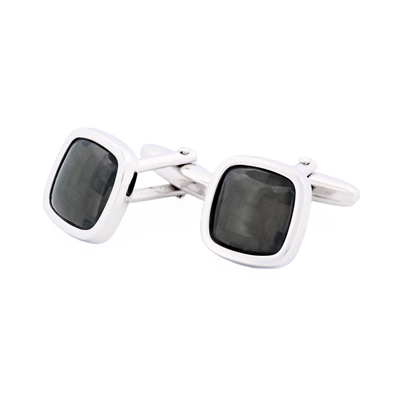 Rhodium Cufflinks Carbon Fibre
