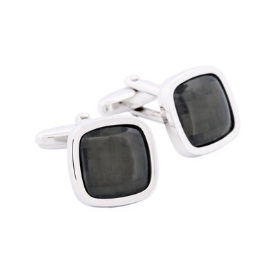 Rhodium Cufflinks Carbon Fibre