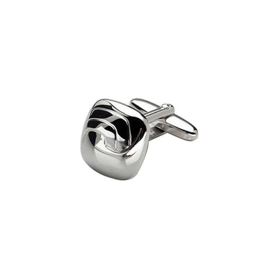 Rhodium Plated Wave Patterned Cufflinks