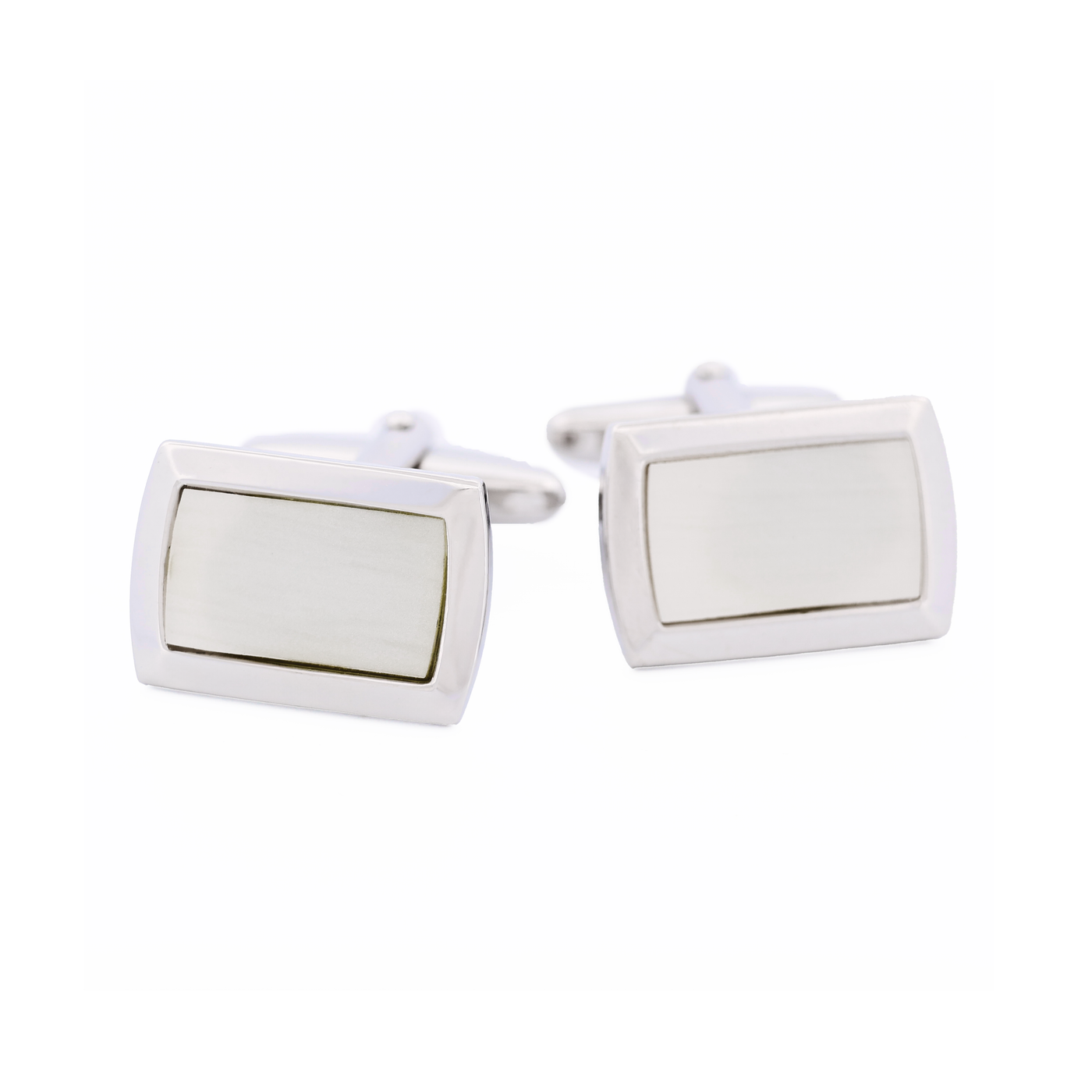 Rhodium Plated Mother Of Pearl Cufflinks