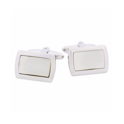 Rhodium Plated Mother Of Pearl Cufflinks