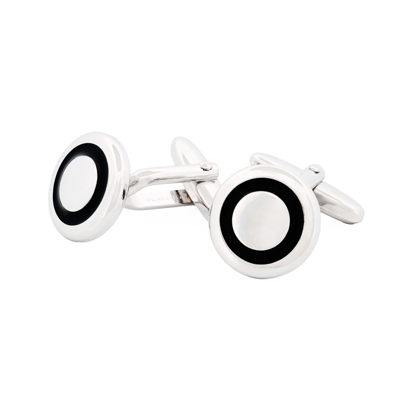 Rhodium Cufflinks Black Enemal
