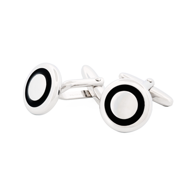 Rhodium Cufflinks Black Enemal