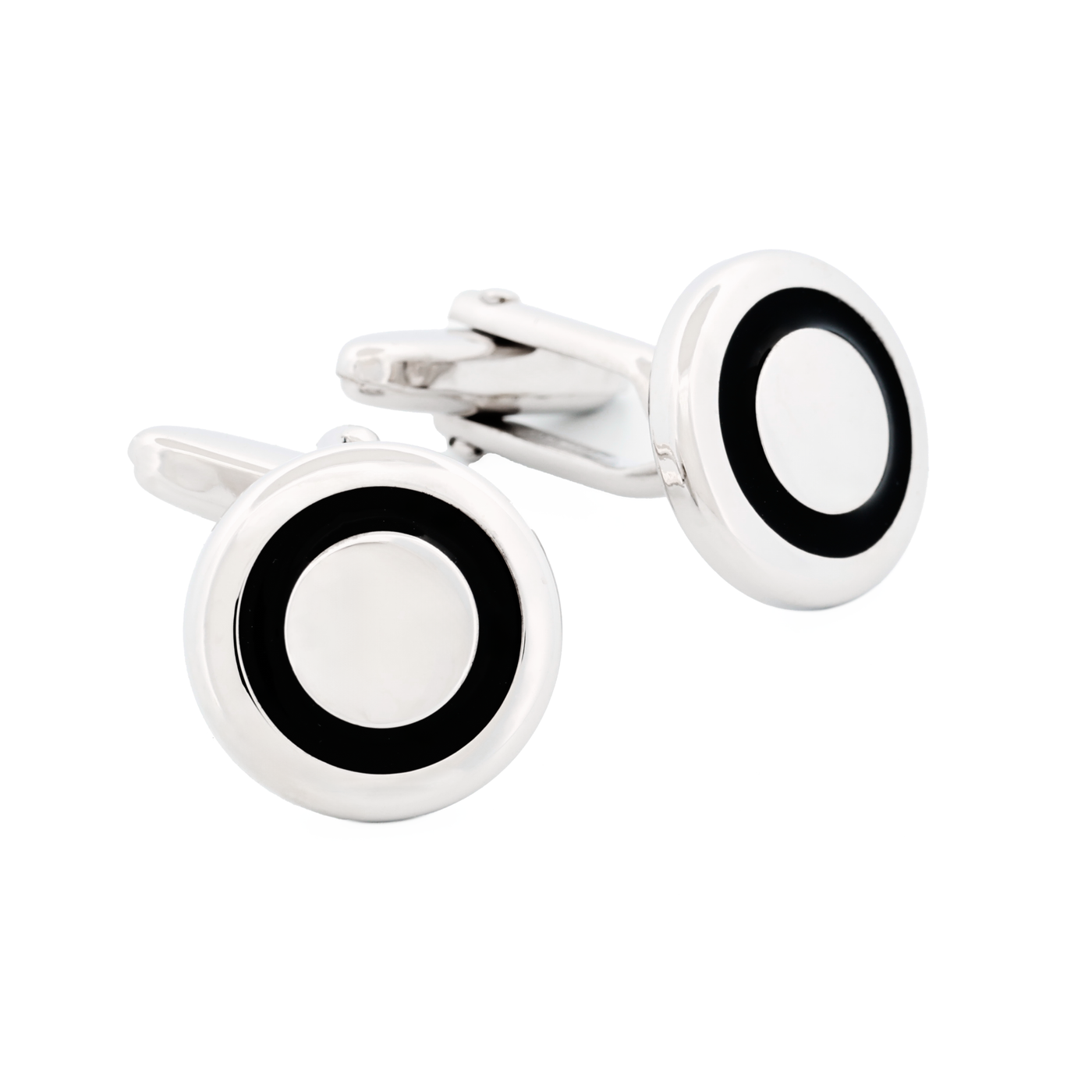 Rhodium Cufflinks Black Enemal