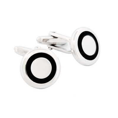 Rhodium Cufflinks Black Enemal