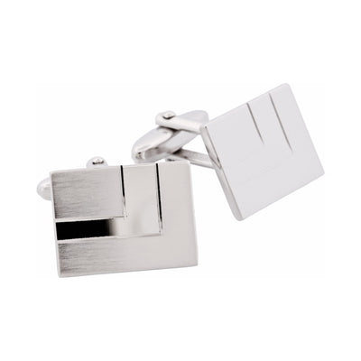 Rhodium Plated Diamond Cut Striped Cufflinks