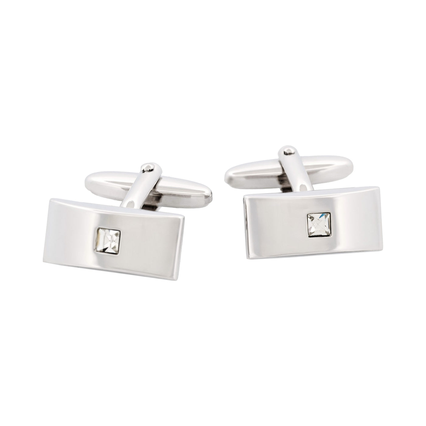 Rhodium Crystal Cufflinks