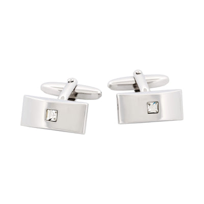 Rhodium Crystal Cufflinks