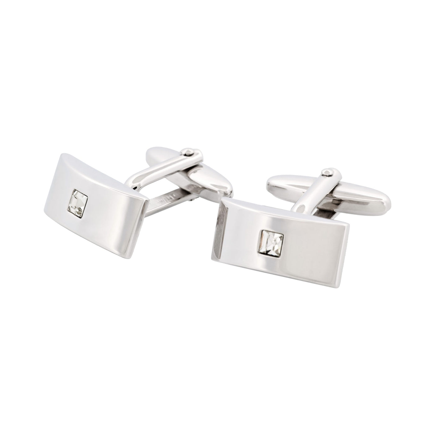 Rhodium Crystal Cufflinks