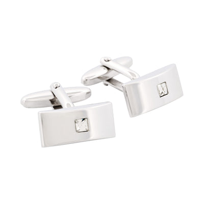 Rhodium Crystal Cufflinks