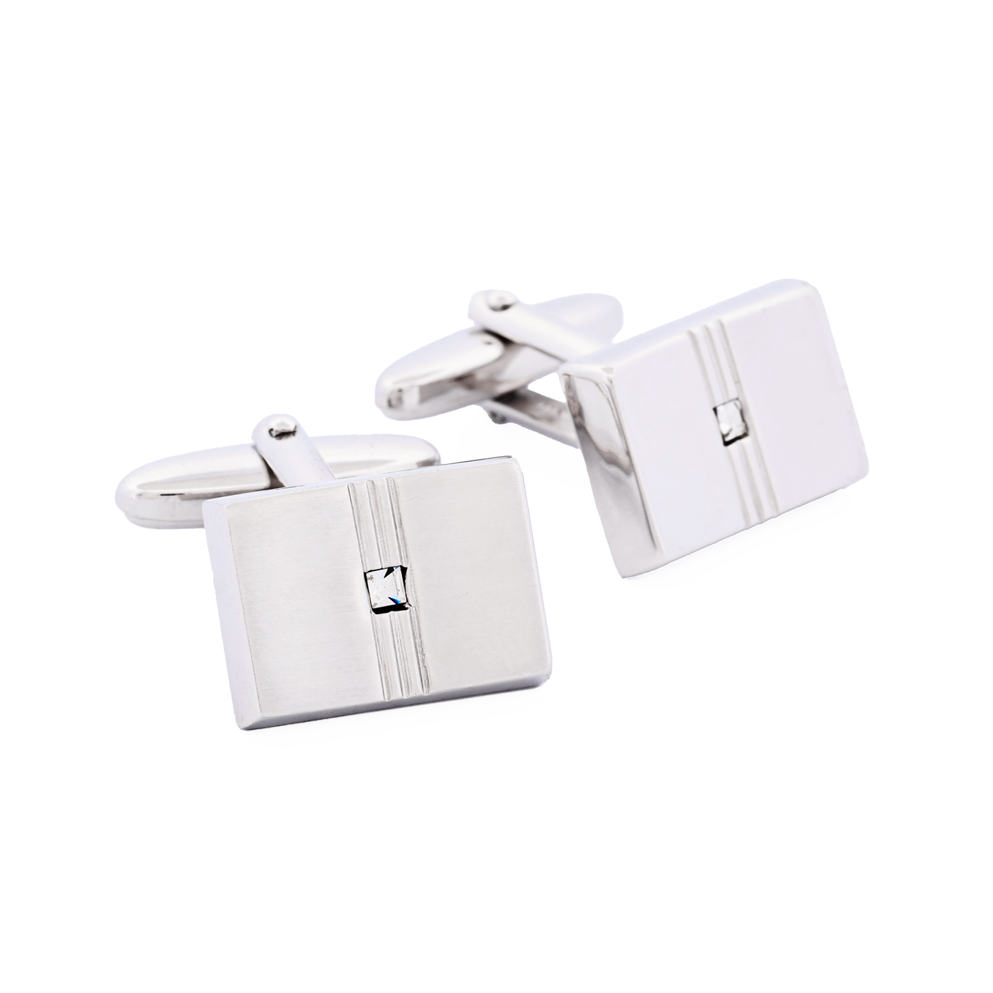 Rhodium/Crystal Cufflinks
