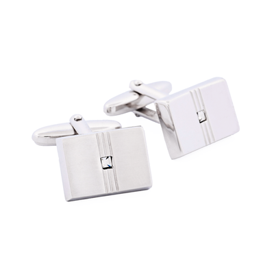 Rhodium/Crystal Cufflinks