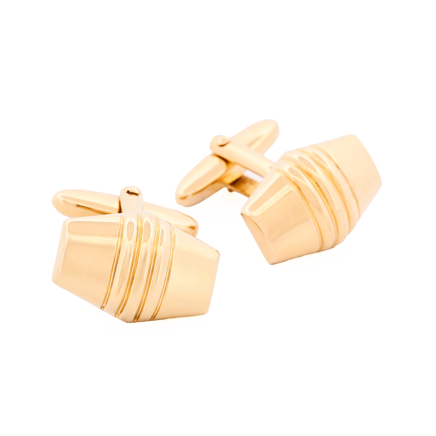 Gold Plated Striped Cufflinks