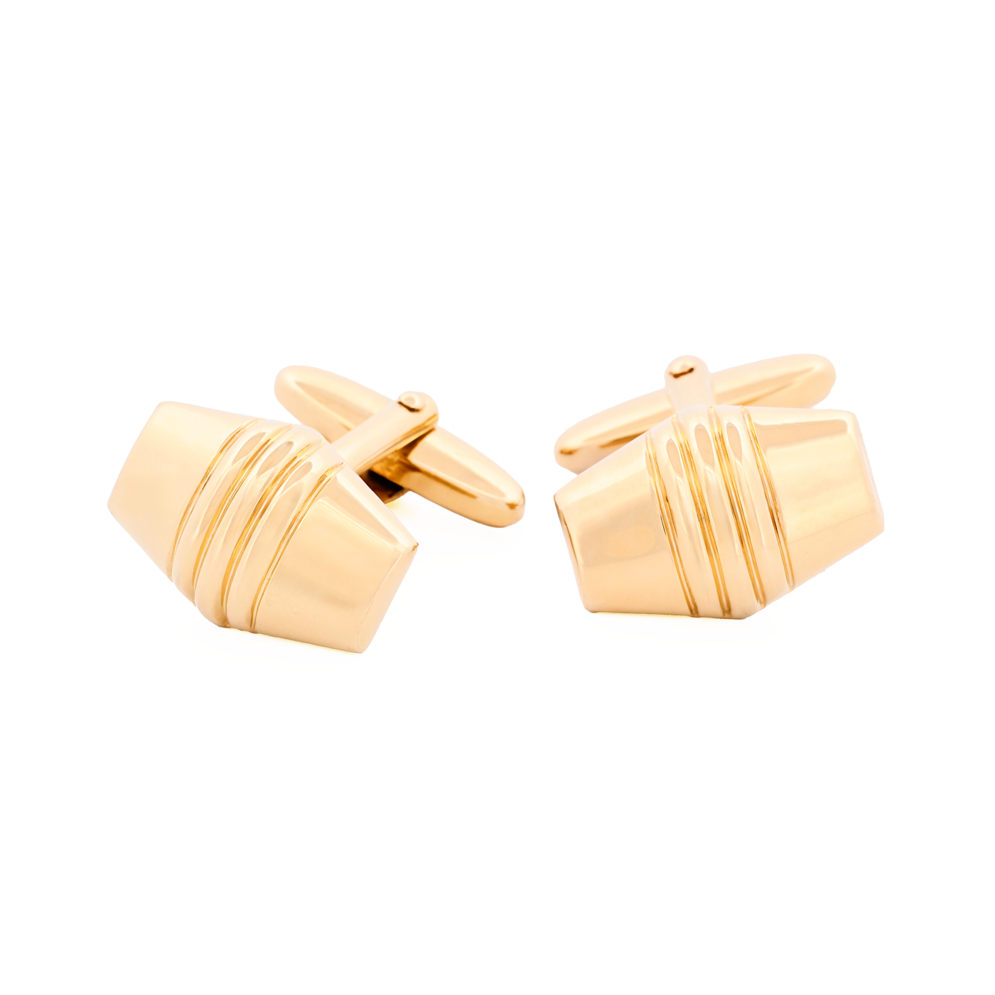 Gold Plated Striped Cufflinks