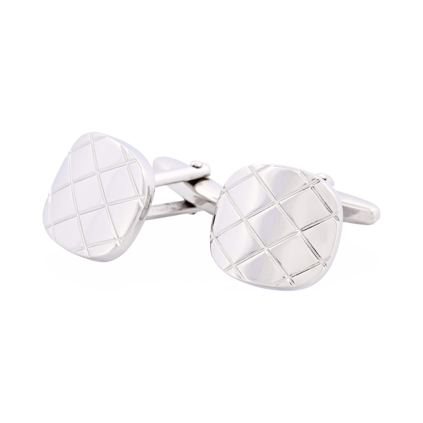 Brushed Rhodium Plated Criss-Cross Patterned Cufflinks