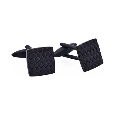 Ion Plated Black Stainless Steel Tyre Pattern Cufflinks
