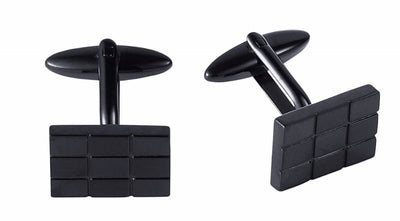 Stainless Steel Ion Plated Black Checker Board Cufflinks