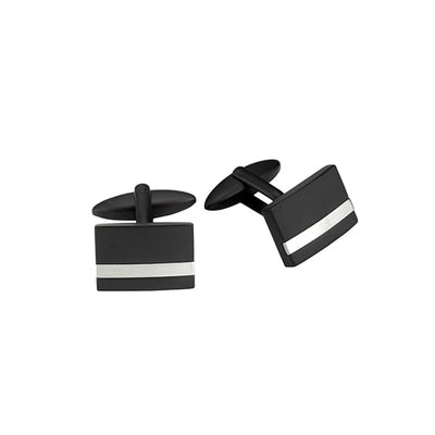 Stainless Steel &Ion Plated Matt Black Cufflinks