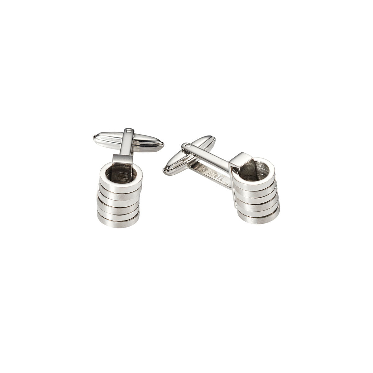 Brushed & Polished Stainless Steel Loose Rings Cufflinks