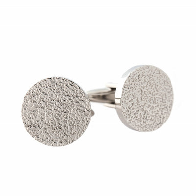 Stainless Steel Rough Patterned Round Cufflinks