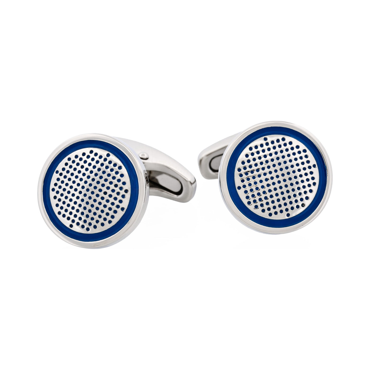 Stainless Steel & Blue Enamel Round Cufflinks