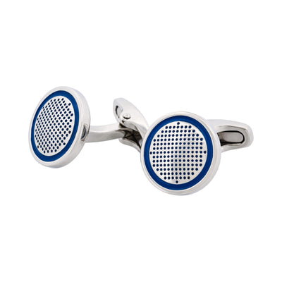 Stainless Steel & Blue Enamel Round Cufflinks