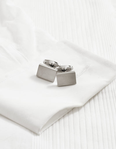 Brushed Stainless Steel Rectangle Cufflinks
