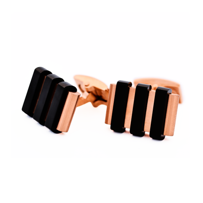 Stainless Steel &Ion Plated Rose Gold &Ion Plated Black Cufflinks