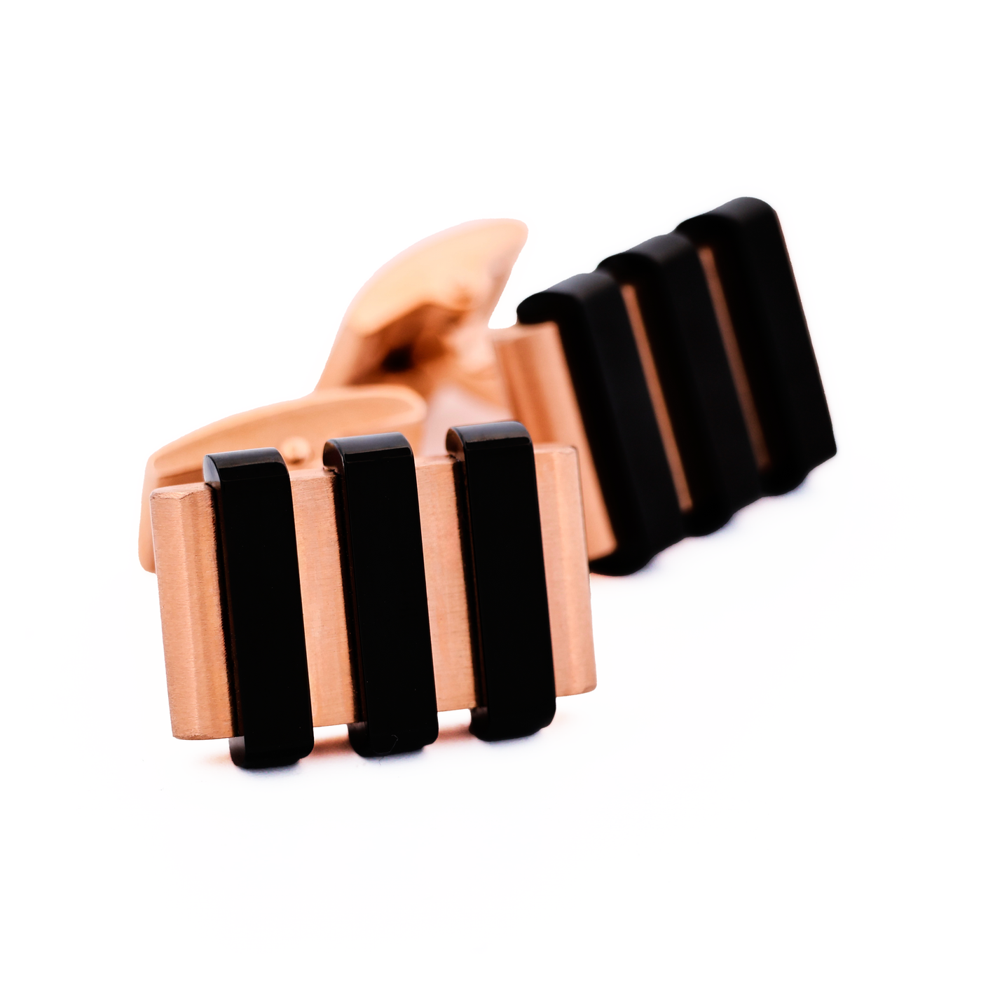 Stainless Steel &Ion Plated Rose Gold &Ion Plated Black Cufflinks