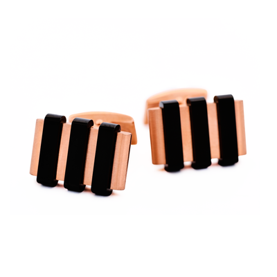 Stainless Steel &Ion Plated Rose Gold &Ion Plated Black Cufflinks