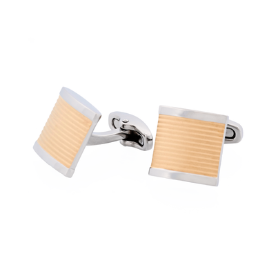 Stainless Steel &Ion Plated Matt Striped Cufflinks