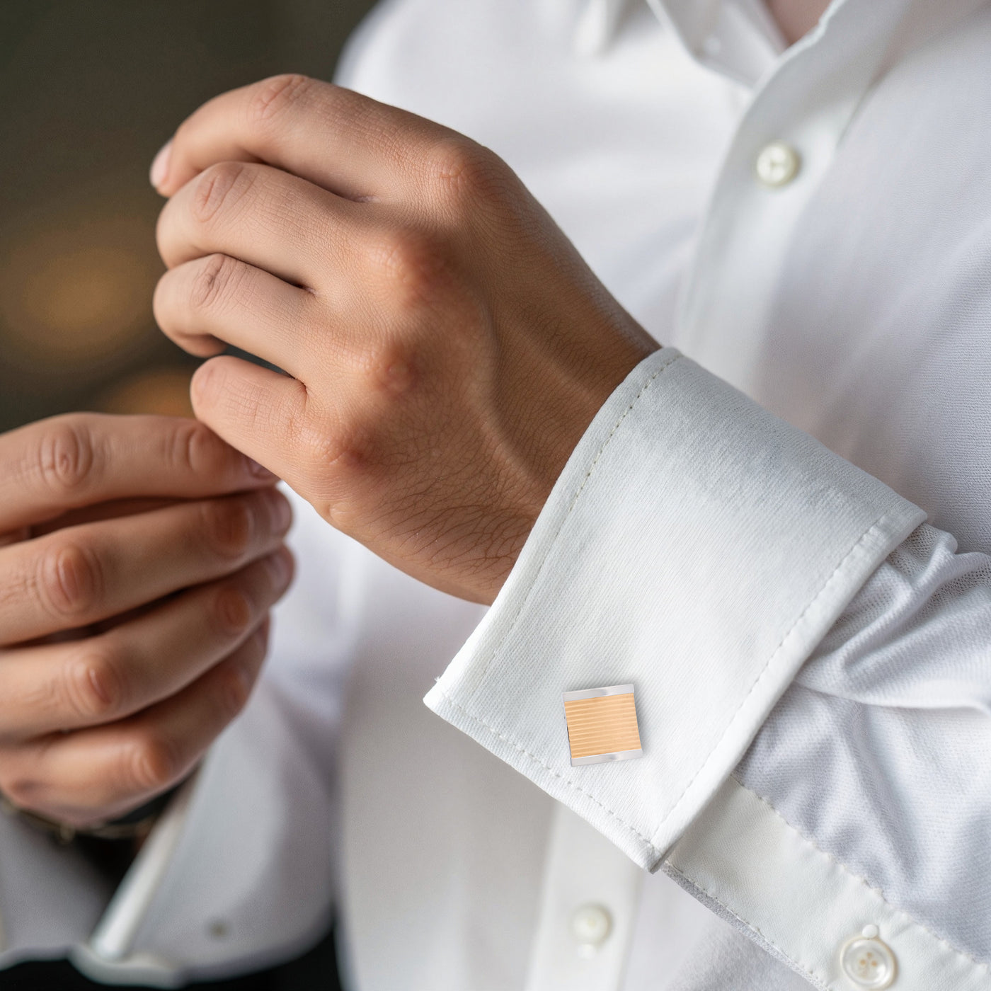 Stainless Steel &Ion Plated Matt Striped Cufflinks