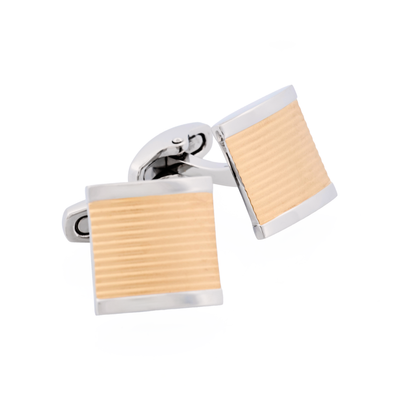 Stainless Steel &Ion Plated Matt Striped Cufflinks