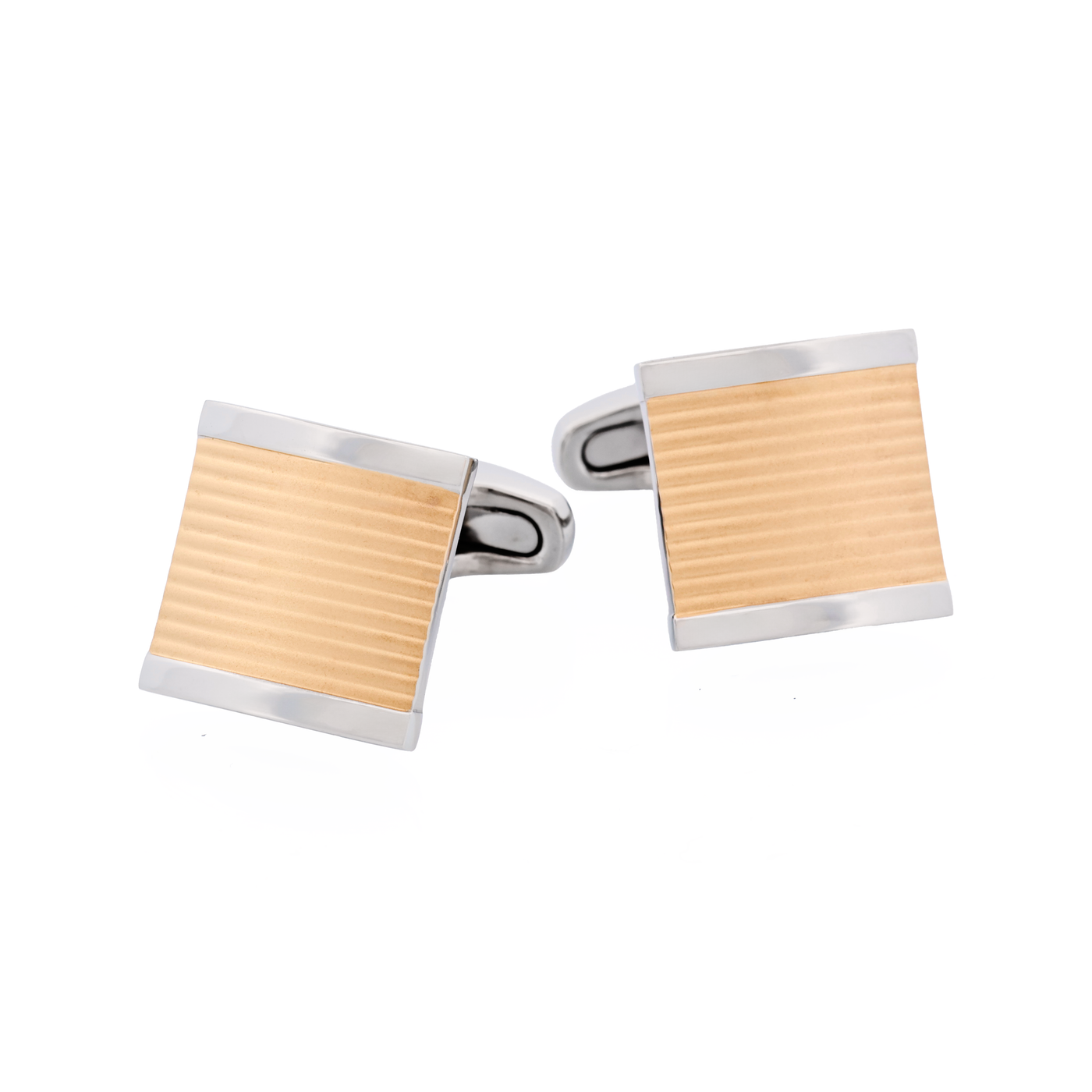 Stainless Steel &Ion Plated Matt Striped Cufflinks