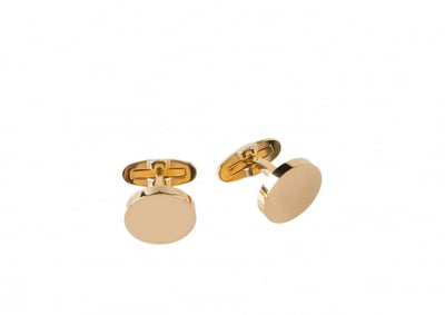 Ion Plated Brushed Yellow Gold Round Stainless Steel Cufflinks
