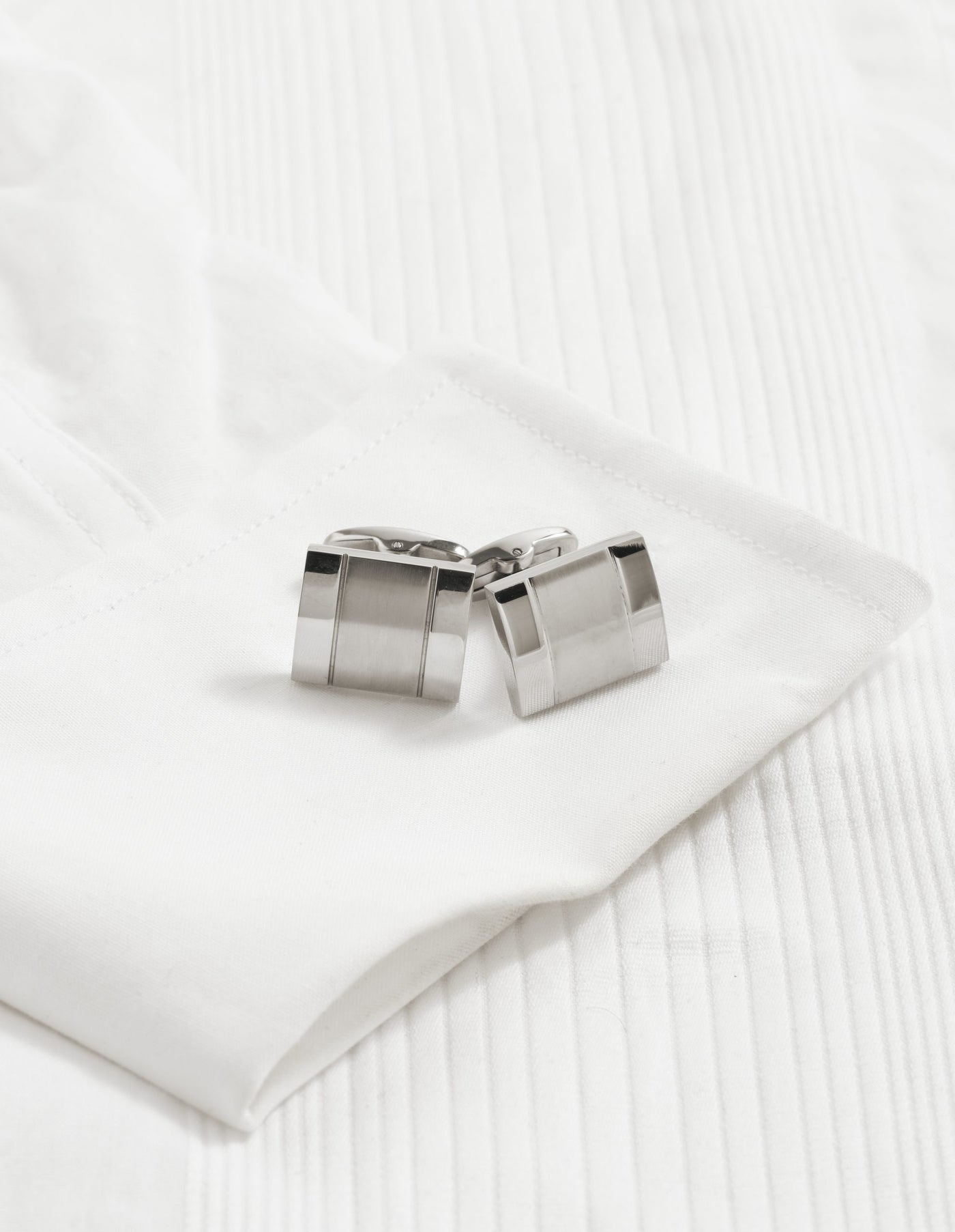 Brushed & Polished Stainless Steel Cufflinks