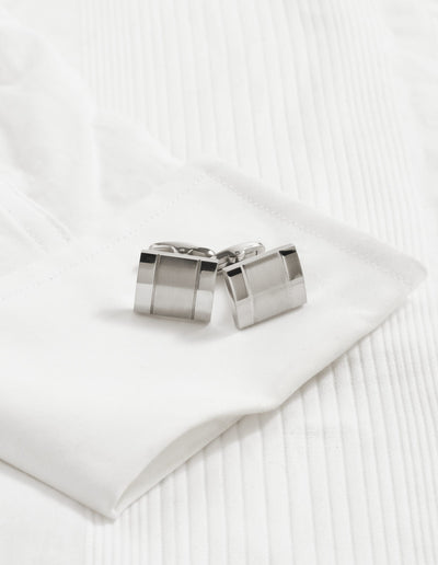 Brushed & Polished Stainless Steel Cufflinks