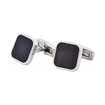Polished Stainless Steel & Black Carbon Fibre Cufflinks