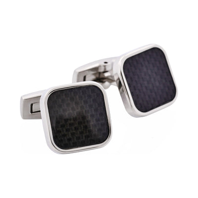 Polished Stainless Steel & Black Carbon Fibre Cufflinks