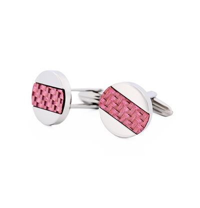 Stainless Steel Pink Fibreglass Cufflinks