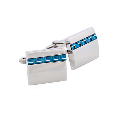 Stainless Steel & Ice Blue Fibreglass Cufflinks