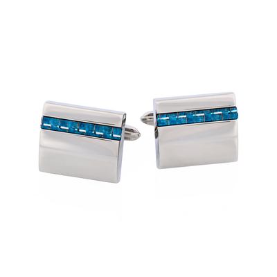 Stainless Steel & Ice Blue Fibreglass Cufflinks