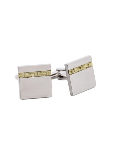 Stainless Steel Yellow Fibreglass Cufflinks