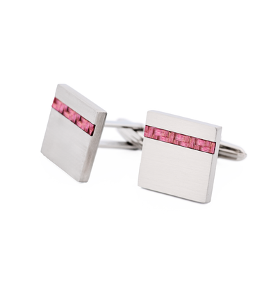 Stainless Steel Pink Fibreglass Cufflinks