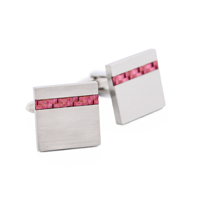 Stainless Steel Pink Fibreglass Cufflinks