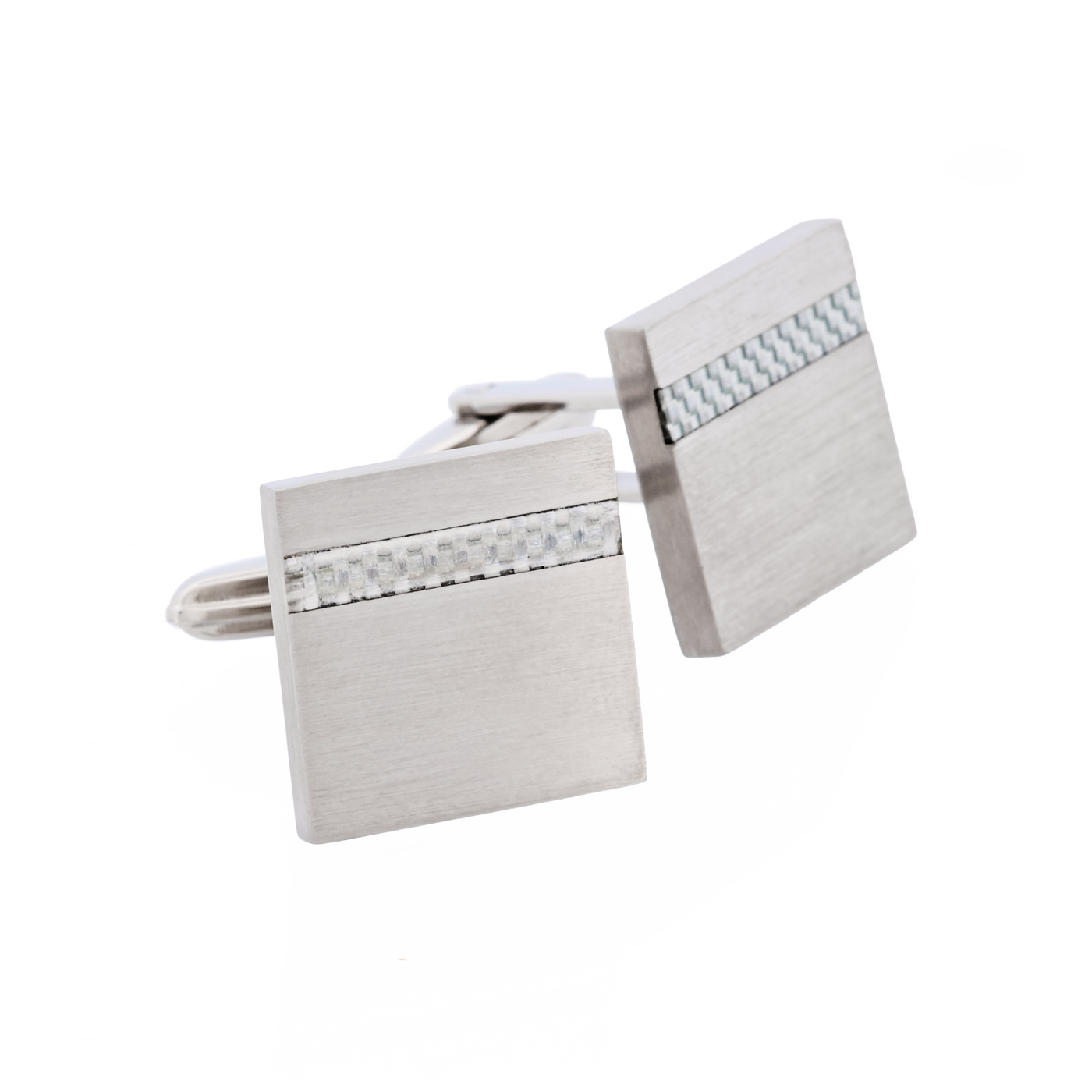 Brushed Stainless Steel & Fibreglass Cufflinks
