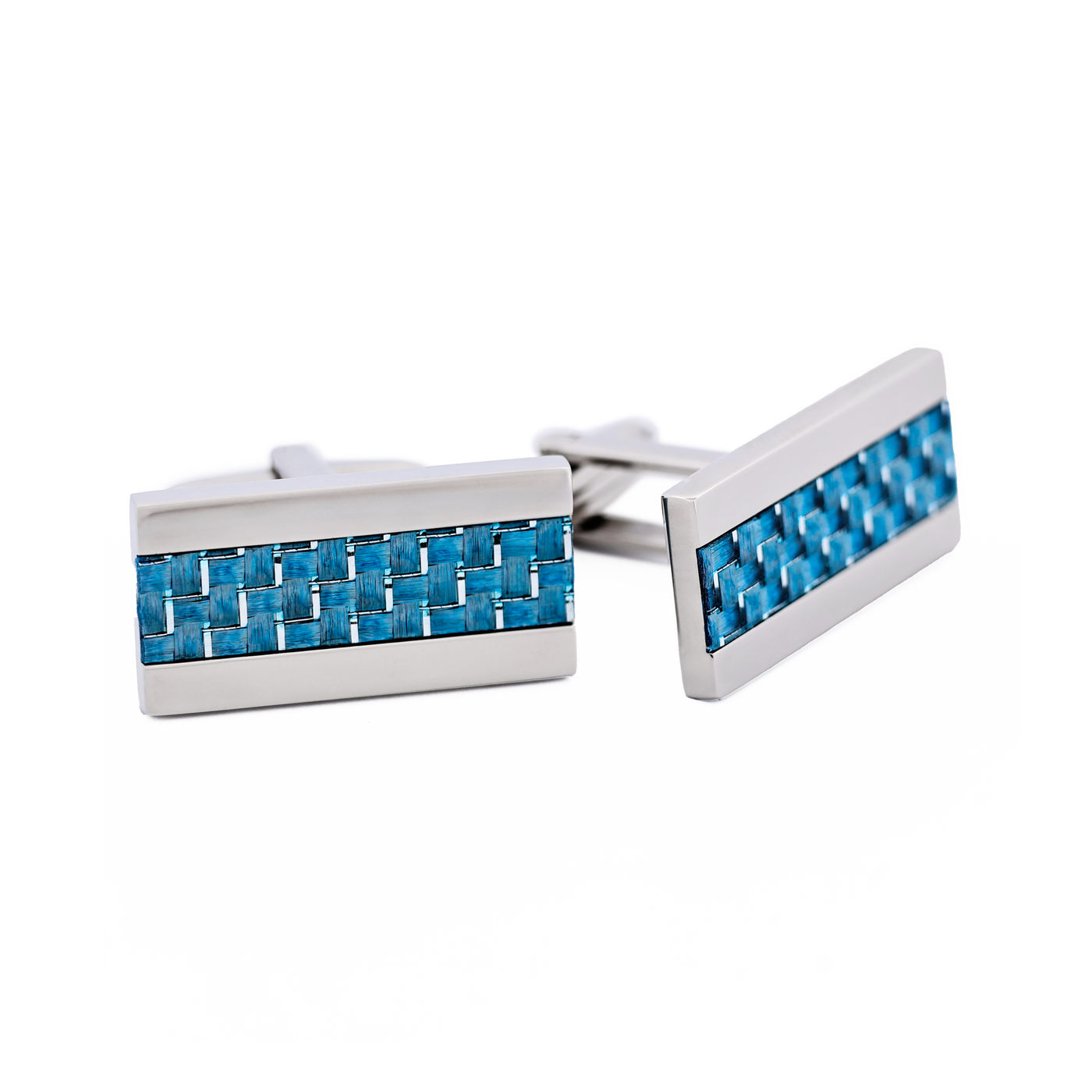 Stainless Steel Icy Blue F Glass Cufflinks