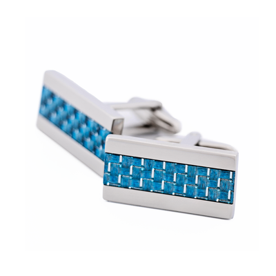 Stainless Steel Icy Blue F Glass Cufflinks